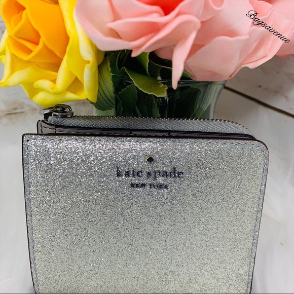 boxed small l-zip silver wallet glitter joeley - Picture 2 of 8